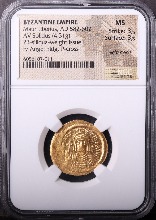 비잔틴 제국 (동로마) 582~602년 황제 마우리키우스 (Maurice Tiberius) 금화 NGC MS 인증