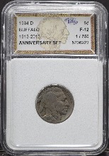 미국 1934년 (D)  버팔로 5센트 니켈 주화 미품 IGS 12등급