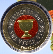한국조폐공사 2015년 골프 프레지던츠컵 공식 볼마커 메달 (빨강)