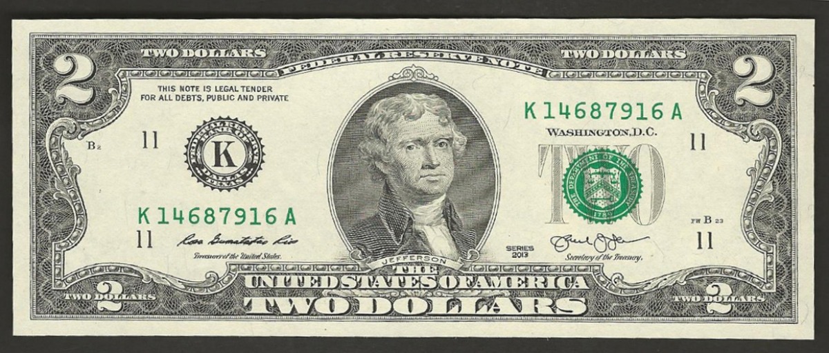 미국 2013년 행운의 2달러 미사용