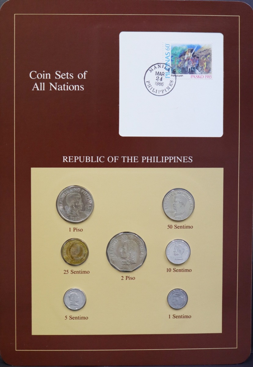 세계의 현행주화 필리핀 1983~1984년 7종 미사용 주화 및 우표첩 세트
