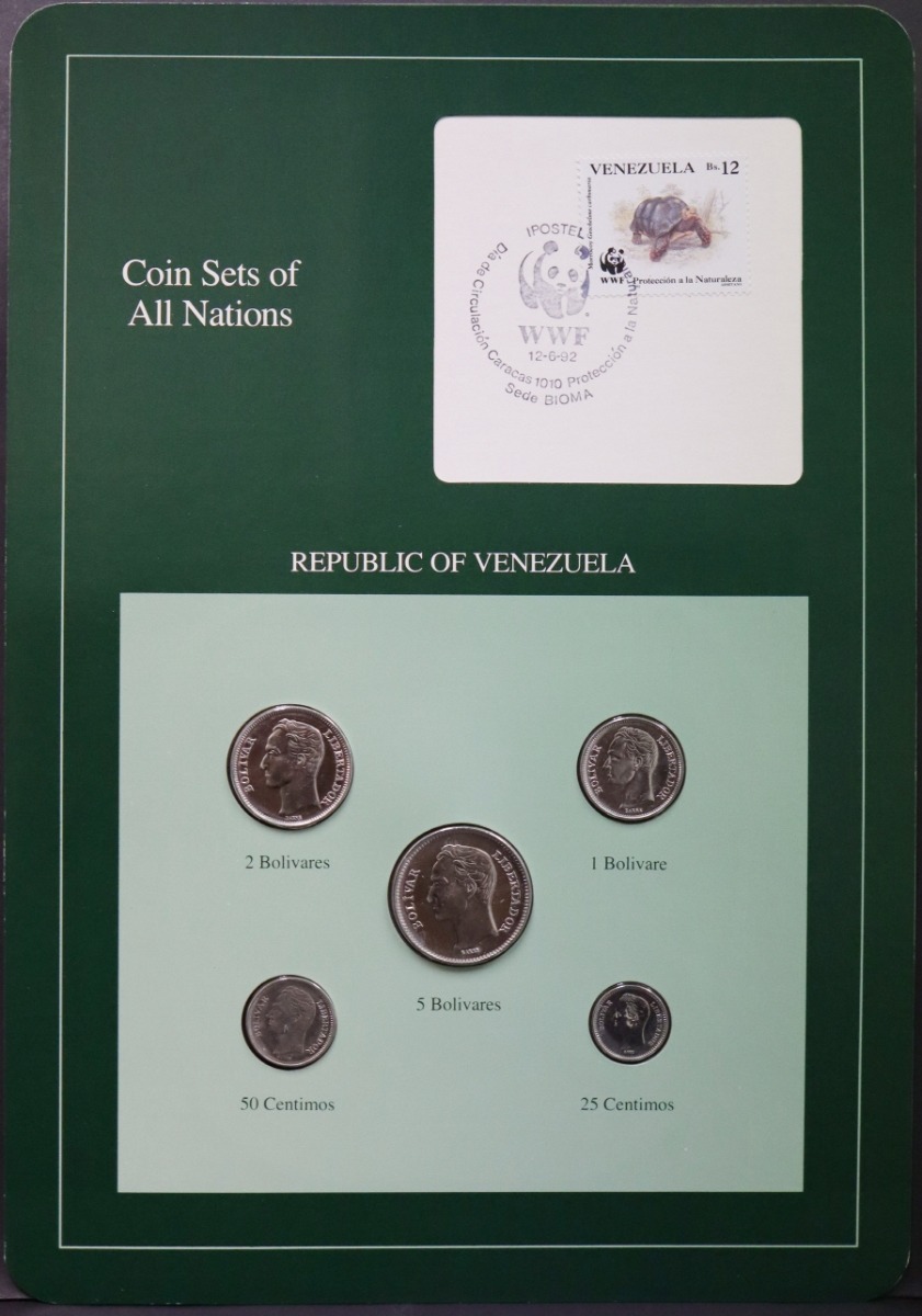 세계의 현행주화 베네수엘라 1989년 5종 미사용 주화 및 우표첩 세트