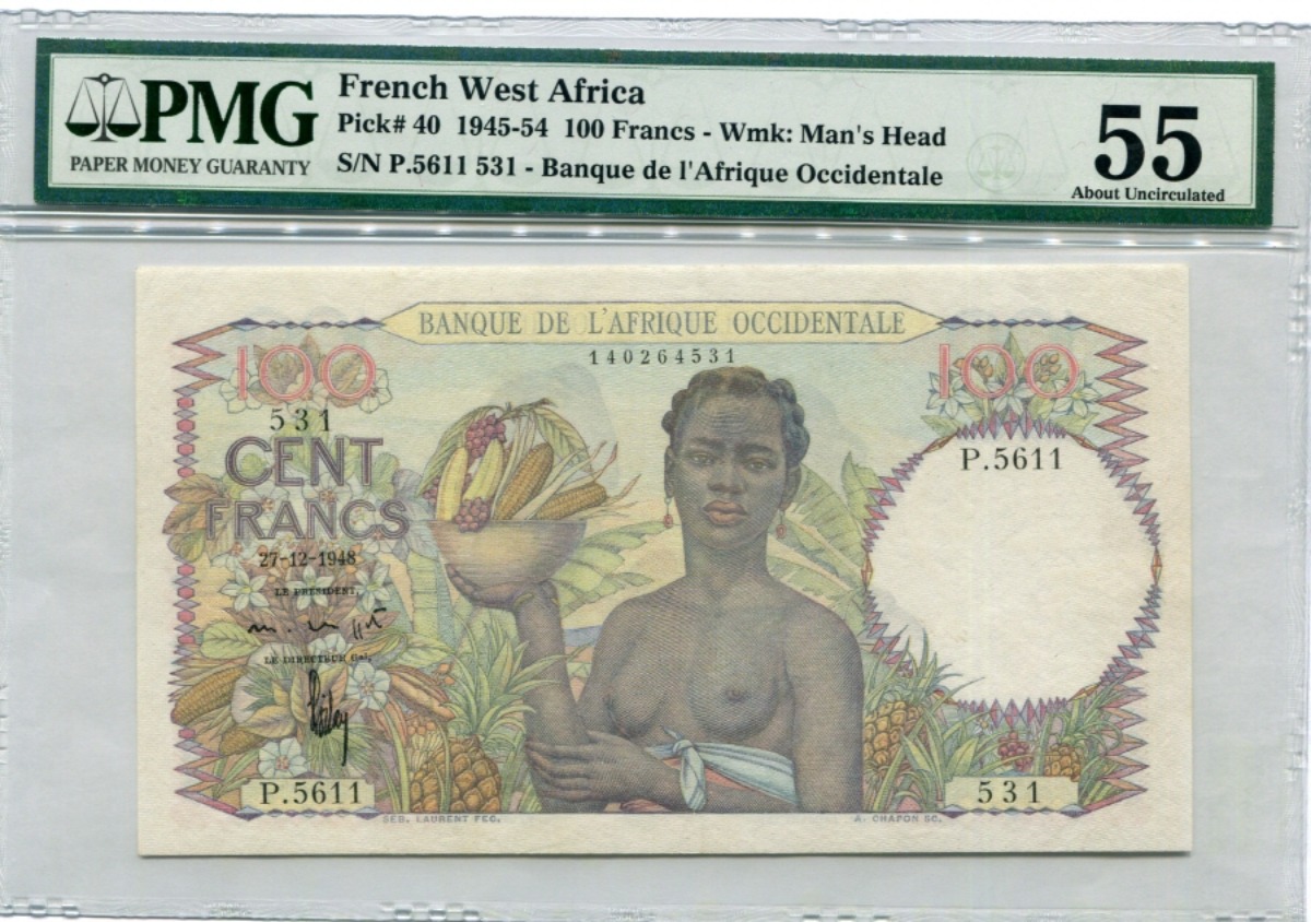 서아프리카 (프랑스령) 1945~1954년 100프랑 PMG 55등급