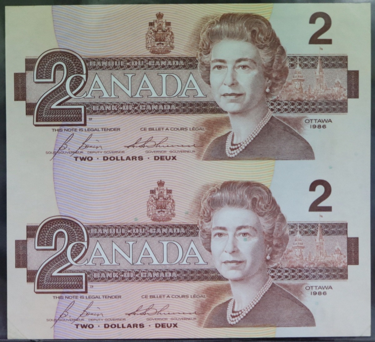 캐나다 1986년 행운의 2달러 2매 연결권