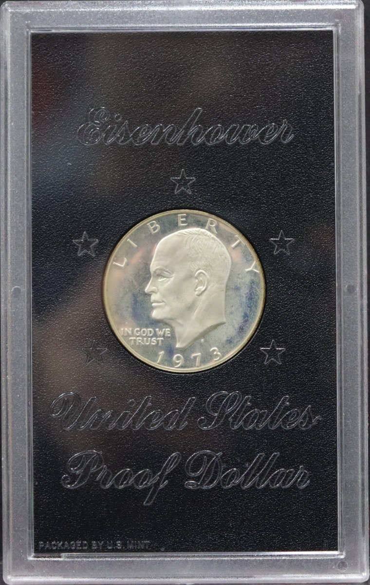 미국 1973년 아이젠하워 달러 프루프 은화 - 미국 조폐청 정식 발행 브라운 케이스 (US Mint Package)