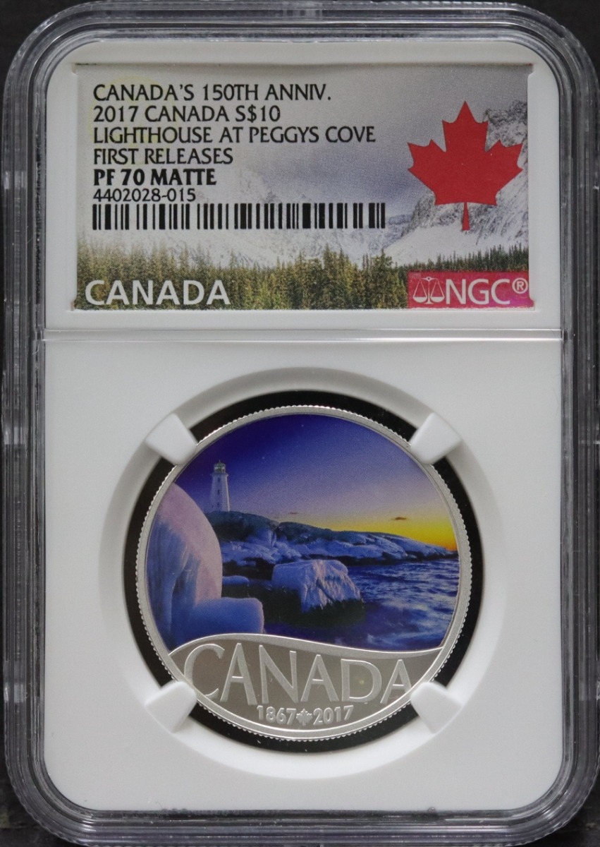 캐나다 2017년 연방국가 탄생 150주년 (1867~2017년) 기념 페기스 코브(Peggy&#039;s Cove) 위치한 등대 도안 은화 NGC 70 등급