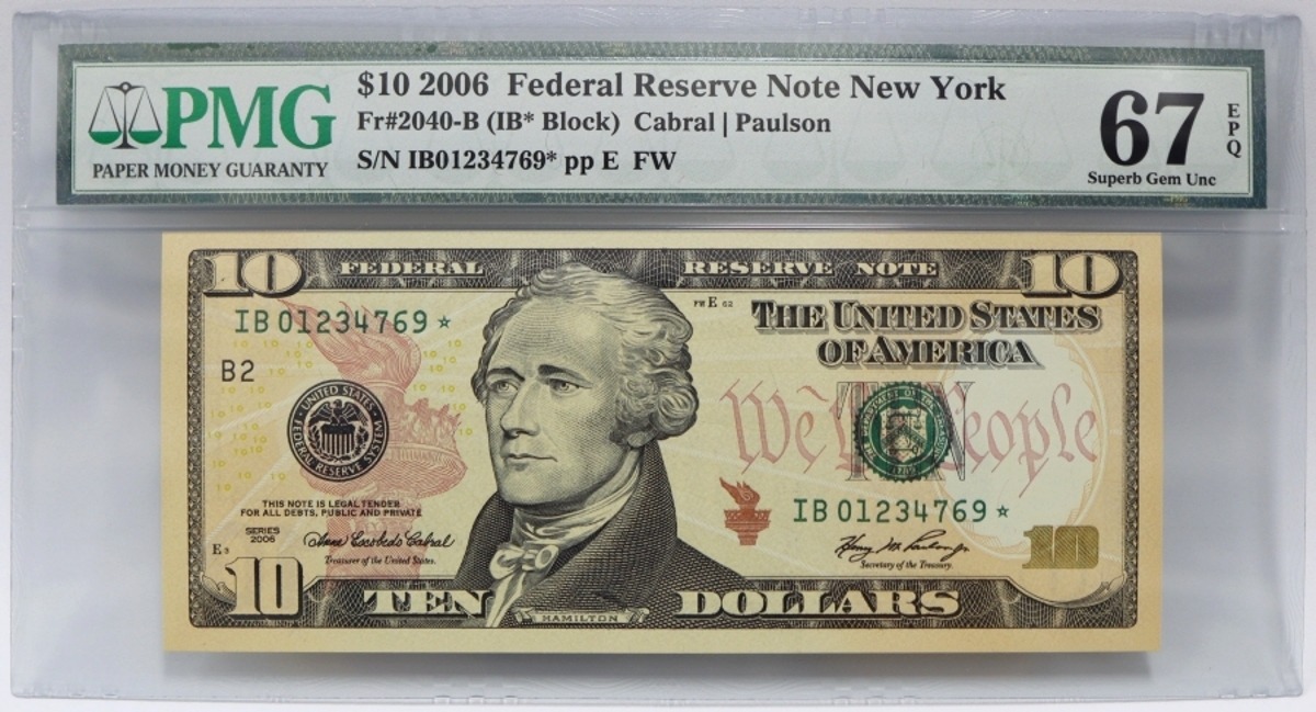 미국 2006년 10$ 10달러 스타 노트 (보충권) PMG 67등급