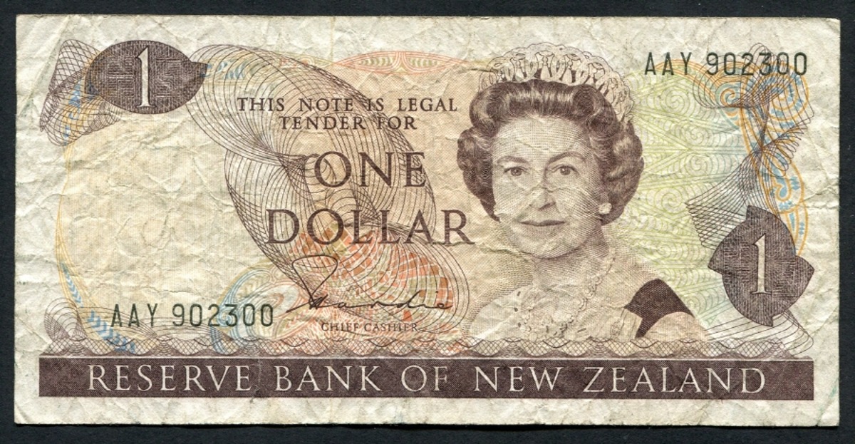 뉴질랜드 1989년~1992년 1달러 지폐 사용제