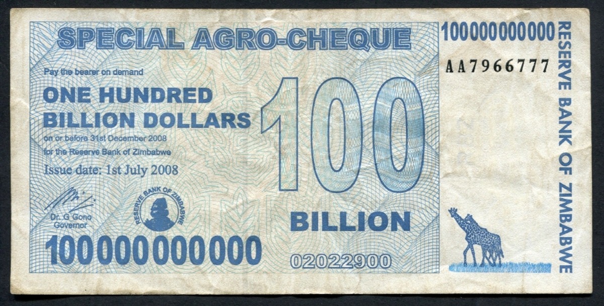 짐바브웨 2008년 1000억 천억 달러 - 농업 수표 사용제