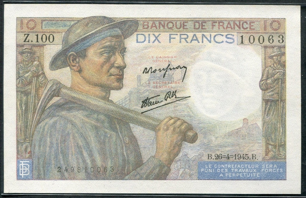 프랑스 1945년 10프랑 미사용