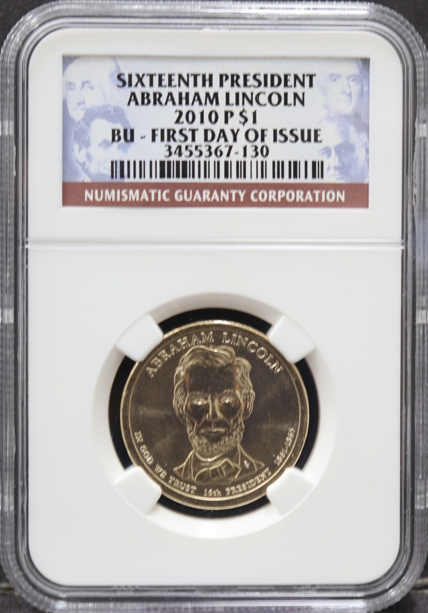 미국 2010년 역대 대통령 1$ 기념 주화 - 16대 아브라함 링컨 NGC 인증