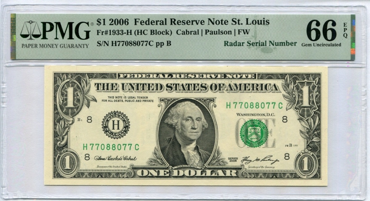 미국 2006년 1달러 레이더 (7708 8077) PMG 66등급