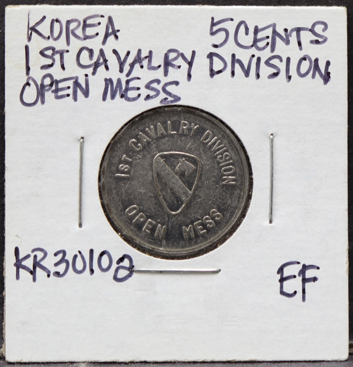 한국 주한미군 (미국 부사관) 사용 5센트 1st Cavalry NCO Open Mess 토큰 (메달)