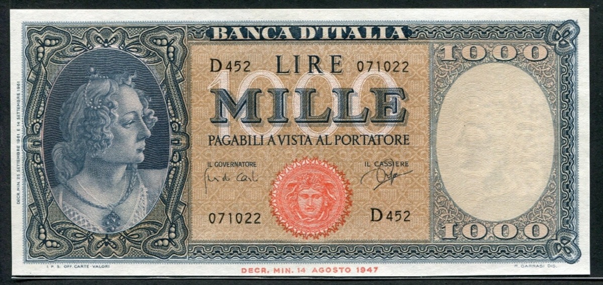 이탈리아 1947년 1000리라 미사용