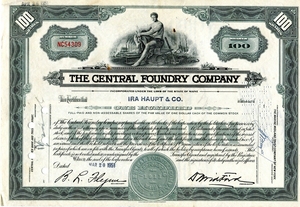 미국 1951년 중앙 파운드리 회사 채권