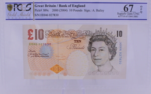 영국 2000년 10파운드 지폐 PCGS 67등급