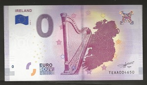 유럽 2018년 0유로 아일랜드 지폐