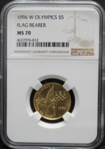 미국 1996년 아틀란타 올림픽 기념 국기 기수 민트 금화 NGC 70등급