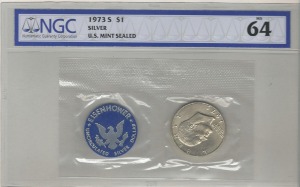 미국 1973년 1$ 은화 NGC 64등급 (구형 그레이딩)