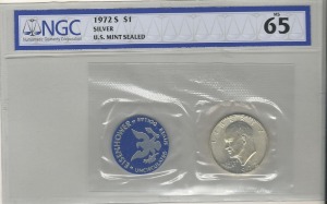 미국 1972년 1$ 은화 NGC 65등급 (구형 그레이딩)