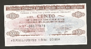 이탈리아 1976년 비상화폐 100리라 미사용-