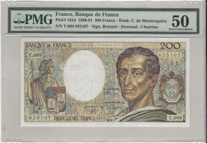 프랑스 1990~1991년 200프랑 PMG 50등급