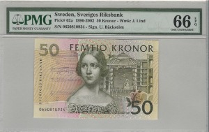 스웨덴 1996-2002년 50크로나 PMG 66등급