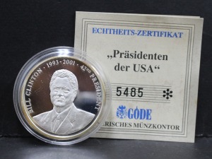 독일 발행 미국 42대 대통령 - 빌 클린턴 은메달