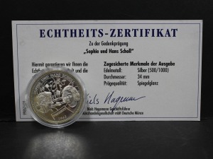 독일 발행 2차 세계대전 백장미단 은메달