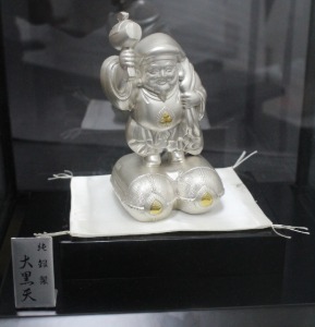 일본 행운의 신 대흑천 (금권 백원 도안) 순은 장식품