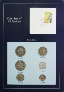 세계의 현행주화 자메이카 1983~1986년 6종 미사용 주화 및 우표첩 세트