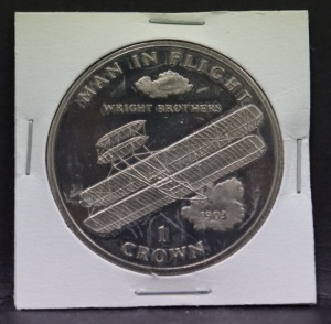맨섬 1995년 비행사 (Man in Flight) - 라이트 형제(Wright brothers) 1크라운 백동화
