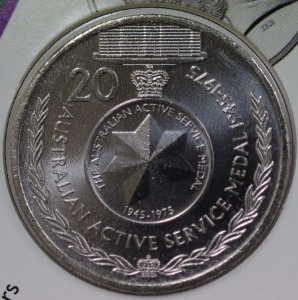 호주 2017년 ANZAC 100주년 20센트 미사용 기념 주화 기념첩 - 1945~1975년 Australian Active Service Medal 도안