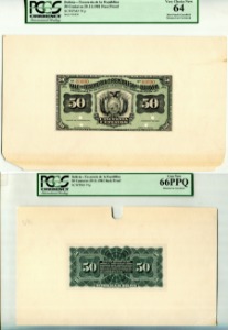 볼리비아 1902년 50센타보 시쇄권 (프루프) 2매 PCGS 64~66등급