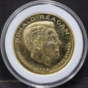미국 40대 대통령 로널드 레이건 기념 금도금 동메달