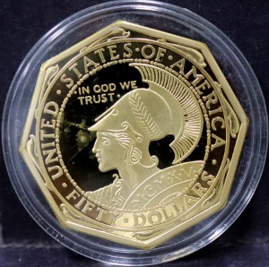 미국 1915년 50달러 금화 복제 금도금 메달