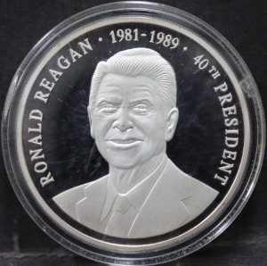 미국 40대 대통령 로널드 레이건 기념 은도금 동메달