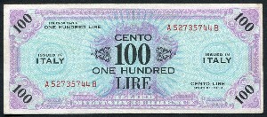 이탈리아 1943년 100리라 군표 극미품