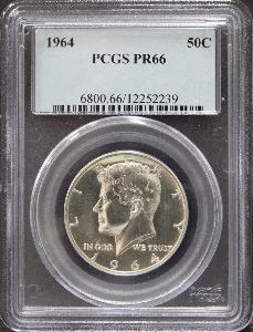 미국 1964년 케네디 하프달러 50센트 프루프 은화 PCGS 66등급