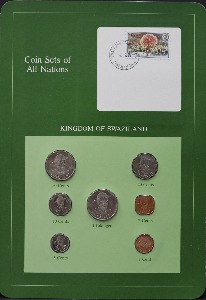 세계의 현행주화 스와질란드 1975~1982년 7종 미사용 주화 및 우표첩 세트