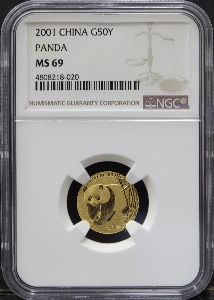 중국 2001년 팬더 1/10oz 금화 NGC 69등급