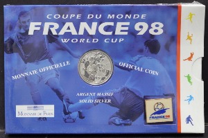 프랑스 1998년 FIFA 프랑스 월드컵 기념 은화 민트첩 (뱃지 배지 포함)