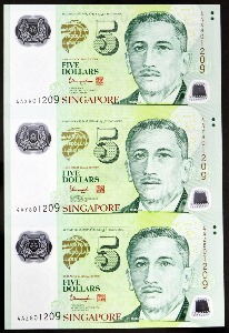 싱가포르 5달러 폴리머 4매 연결권