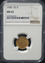 미국 1900년 2.5$ (2+1/2) 금화 NGC 62등급