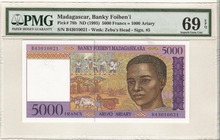 마다가스카르 1995년 5000프랑 PMG 69등급