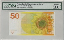 네덜란드 1982년 50굴덴 해바라기 도안 지폐 PMG 67등급