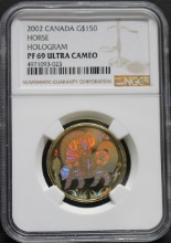 캐나다 2002년 말의해 홀로그램 금화 NGC 69등급