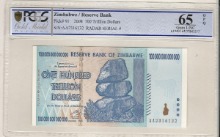 짐바브웨 2008년 100조 달러 레이더 (2316132) PCGS 65등급