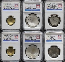 미국 2014년 야구 베이스볼 명예의 전당 돔형태 프루프 금, 은, 동화 NGC 70등급 6종 세트