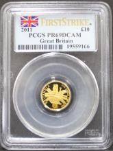 영국 2011년 브리타니아 프루프 1/10oz 금화 PCGS 69등급